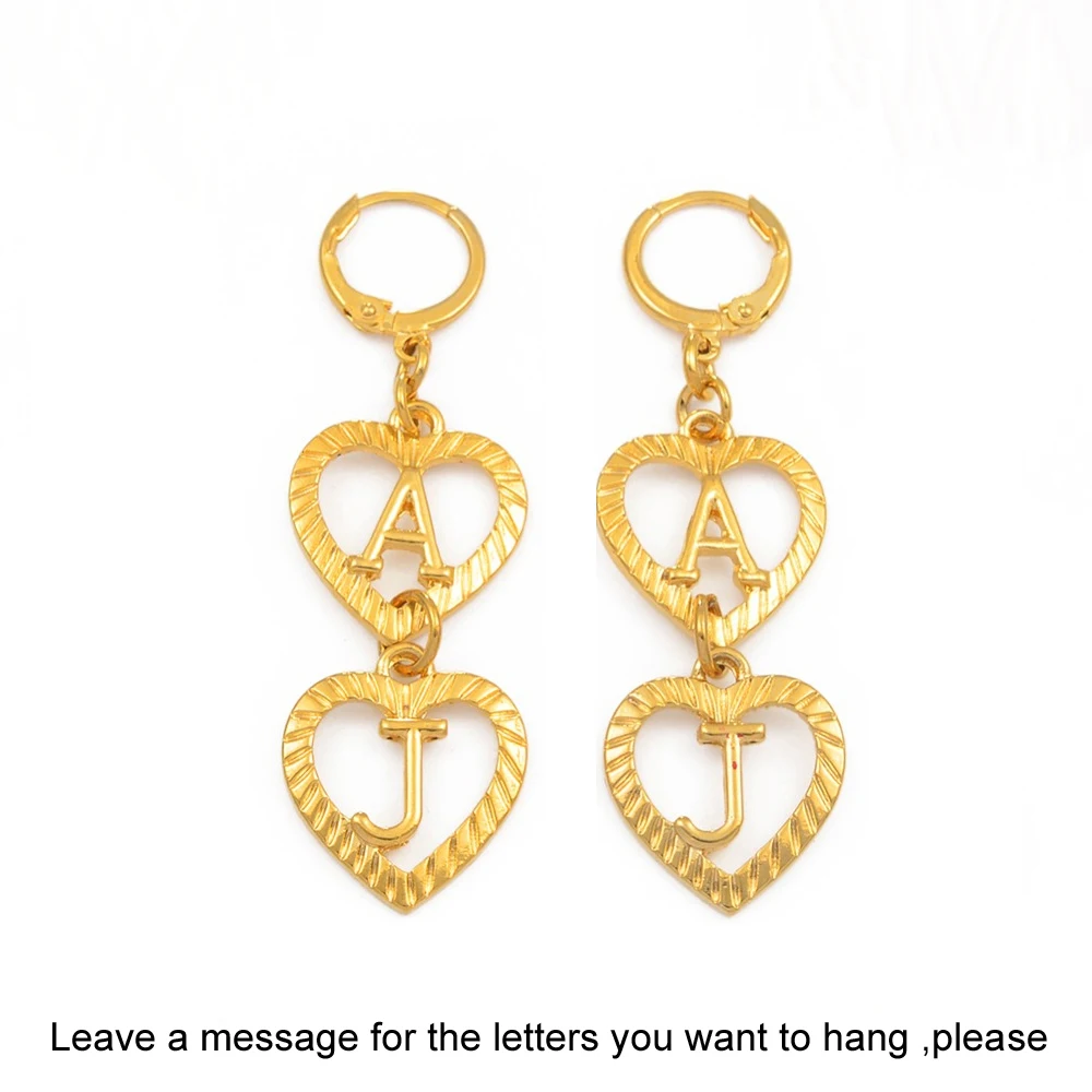 Anniyo Personalized Letters Earrings for Women Girl Customize Alphabet Initial Heart Jewelry Custom Gifts #112721B | Украшения и