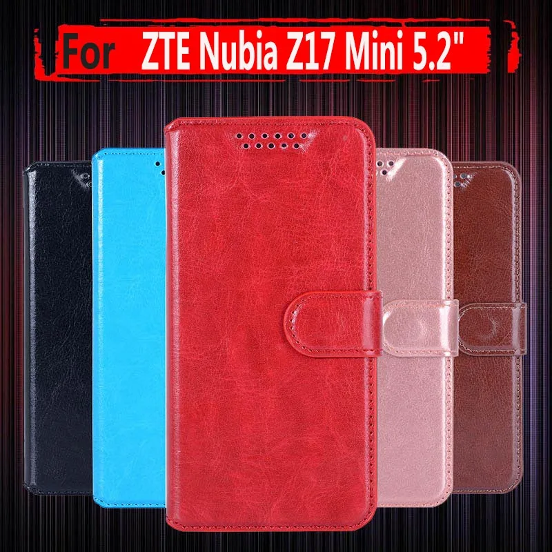 For ZTE Nubia Z17 Mini Case Wallet PU Leather Back Cover Phone Z 17 mini Flip Protective 5.2 &quot | Мобильные телефоны и