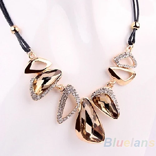 

Fashion Hollow Out Geometric Gem Beads Drop Crystal Necklace Pendant AR6W