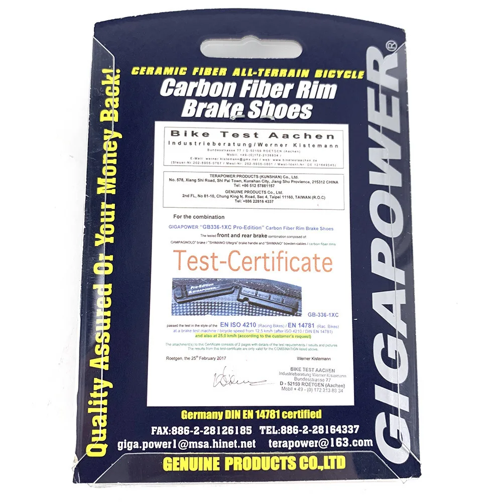 GIGA Power 336 Brake Pads For Carbon Road Bike Wheelsets V Braking shoes carbon