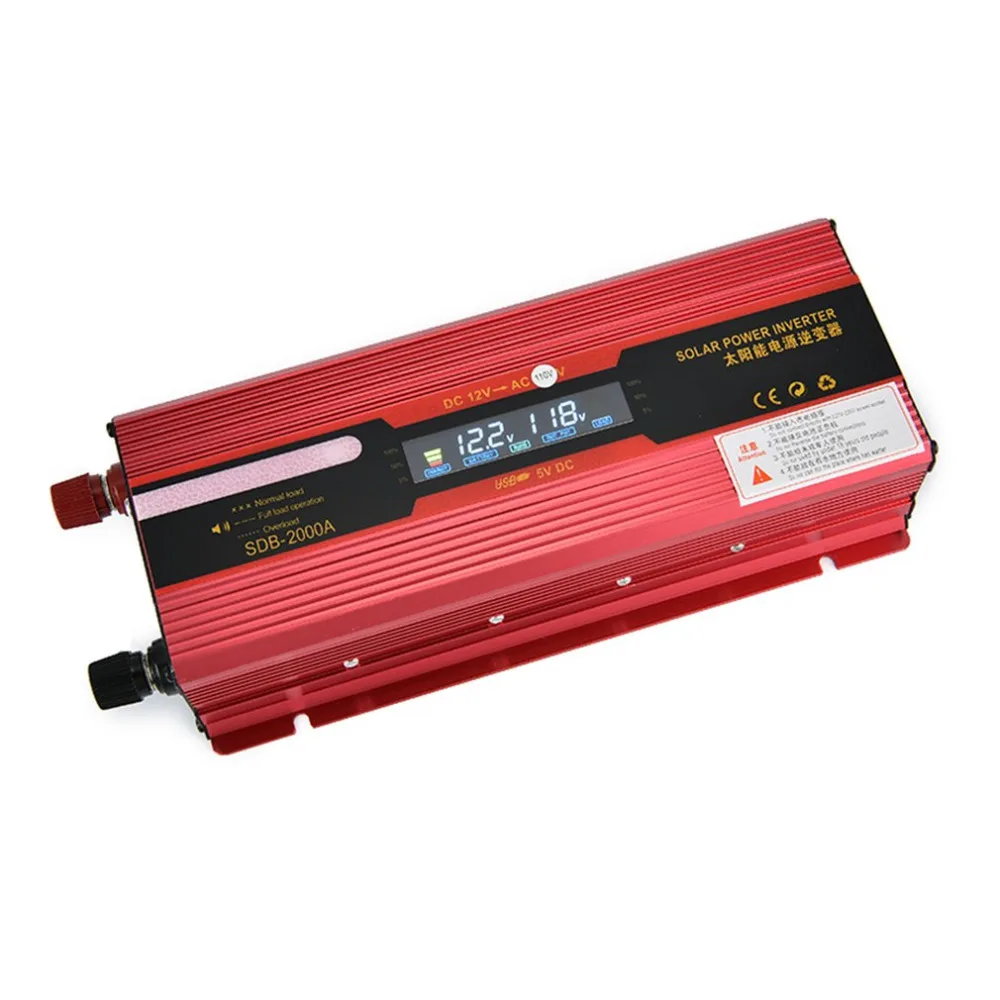 

Perfessional New 2000W Solar Power Car Inverter High Frequency LCD Display 12V-110V Power Supply Outlet Power Inverter Hot Sell