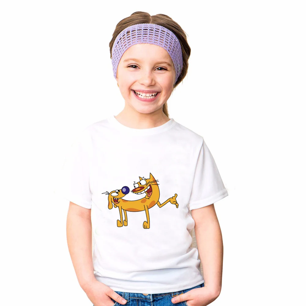 Boys and Girls Cartoon Cats and Dogs Print TShirt Children Comics Funny
