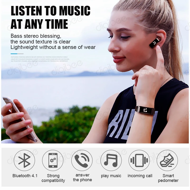 Новый умный браслет с пульсометром смарт говорящий со съемной bluetooth гарнитурой