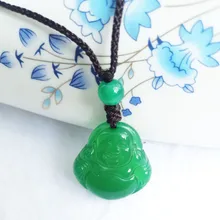 Натуральный халцедон резьба по форме Будды ожерелья подвеска женские длинные цепочки юбилей ювелирные украшения на нитке цепочке ювелирные украшения