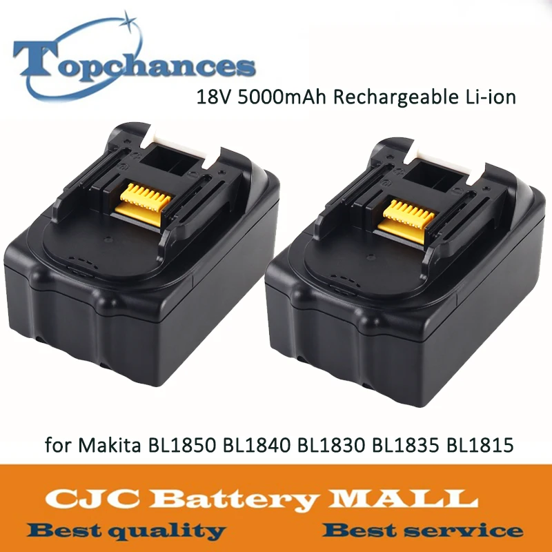 

ELEOPTION 2xFor Makita 18V Battery 5000mAh Rechargeable Lithium-ion Li-ion Battery for Makita BL1850 BL1840 BL1830 BL1835 BL1815
