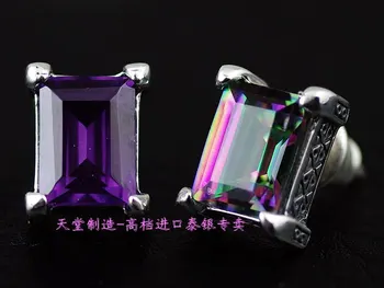 

Thailand imports, genuine GV new 925 sterling silver color square Zircon Stud Earrings