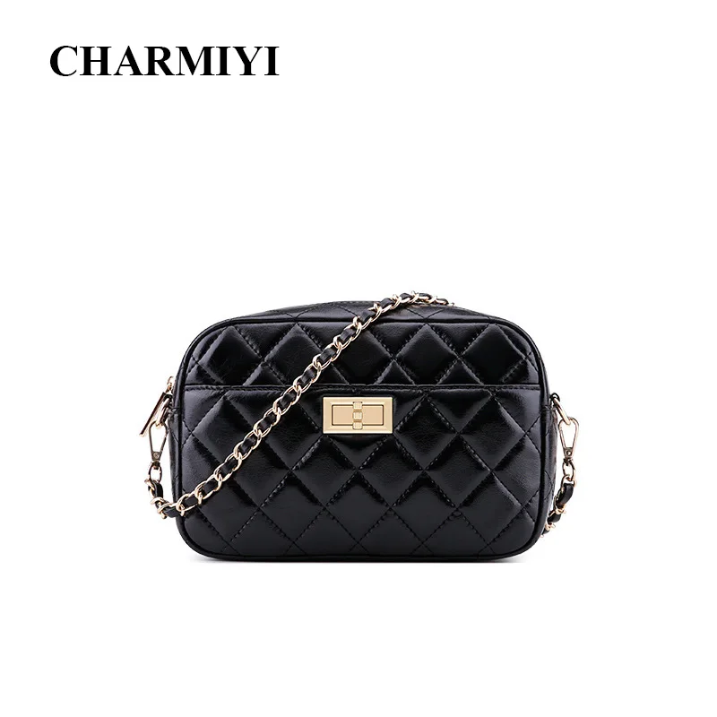 

CHARMIYI Chain Women Leather Handbag Small Flap Designer Messenger Shoulder Bag for Ladies Diamond Lattice Clutch Crossbody Bags