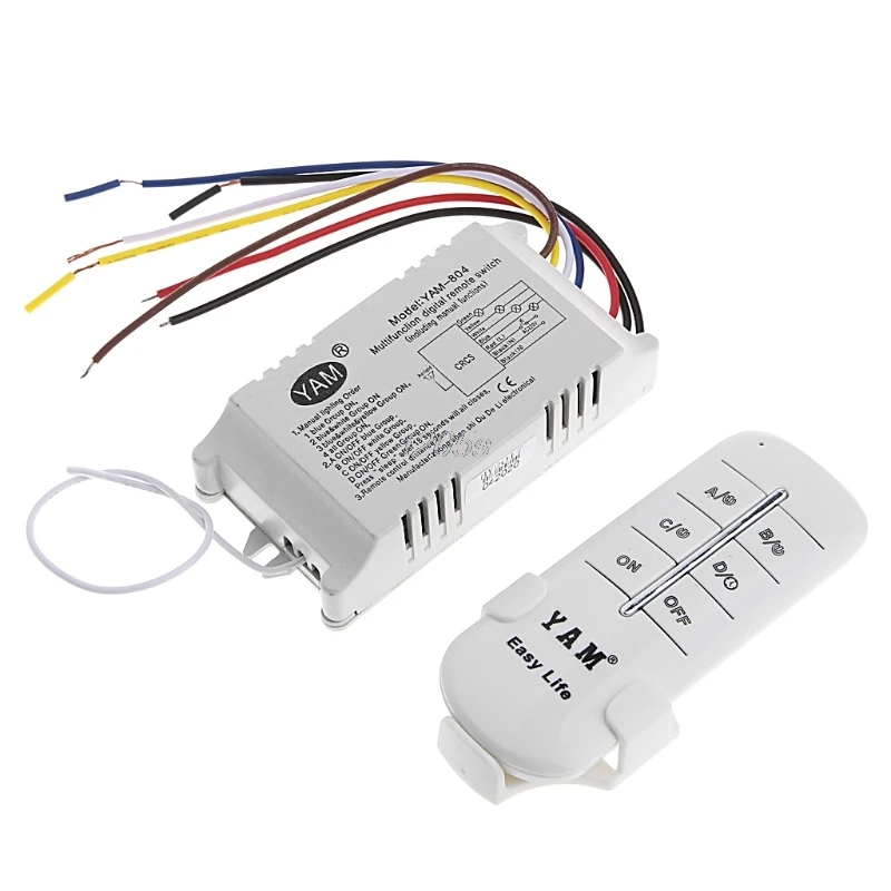 

220V 1/2/3/4 Ways Wireless ON/OFF Lamp Remote Control Switch Receiver Transmitter Q02 Dropship