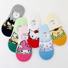 Летние забавные Животные носки Для женщин милые Милые тапочки, носки-башмачки, носки для девочек детские носки, оригинальные, в виде мультяшного No-Show хлопковые разноцветные короткие мультяшным персонажем Мумий Тролль