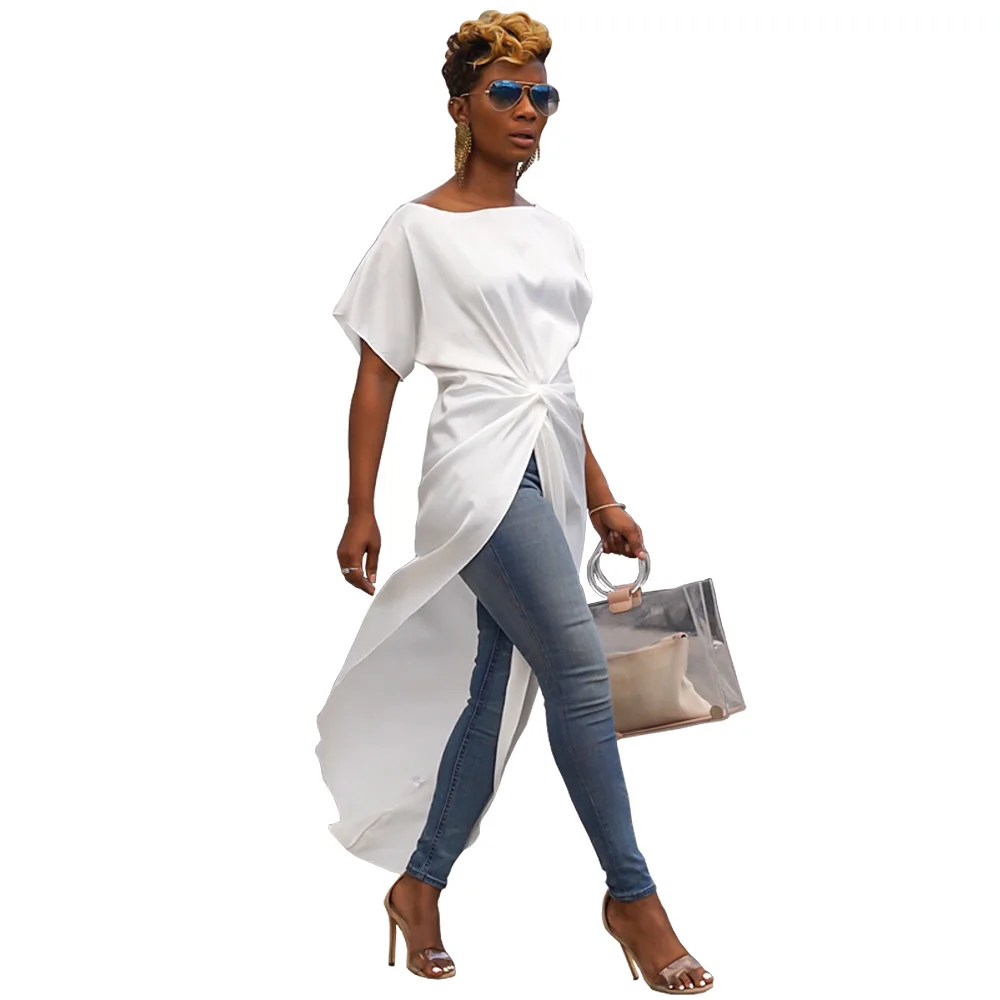 Summer New Fashion Women Dresses Draped Irregular Split Solid Party Dresses Streetwear Black White Summer New Fashion Women Dresses Draped Irregular Split Solid Party Dresses Streetwear Black White
