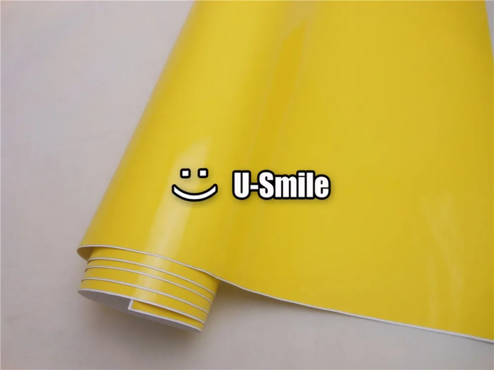 Глянцевый желтый винил обёрточная бумага стикеры Наклейка простыни DIY плёнки глянцевый самоклеющиеся Размеры: 1,52x30 м/Roll