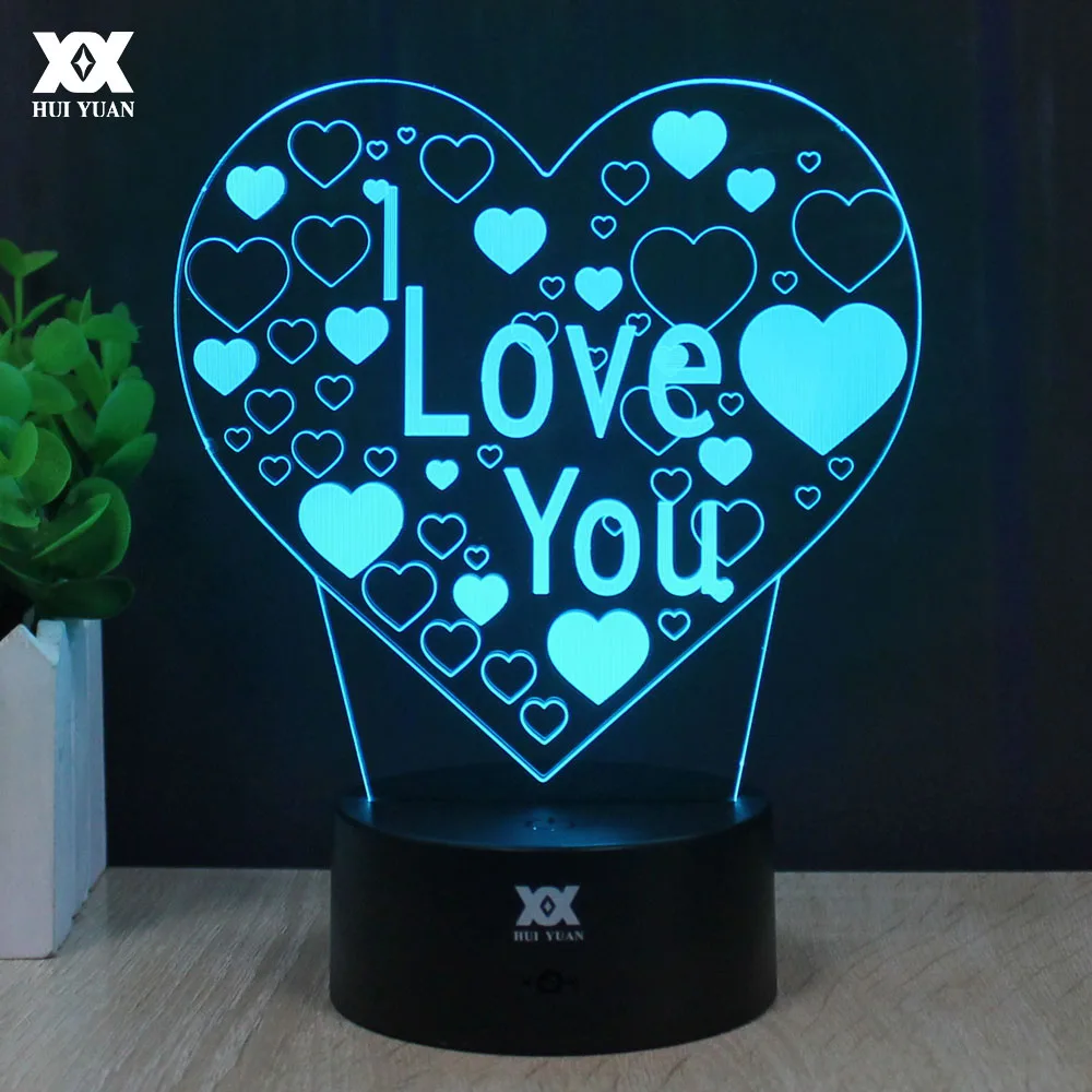 

I LOVE YOU 3D Lamp Romantic Remote Control Night Light LED Decorative Table Lamp USB Colorful Color Change Anniversary Gift