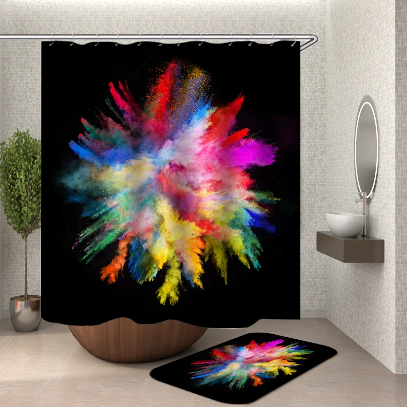 Floral shower curtain fabric 3d bathroom shower curtains bathroom curtain hooks waterproof water repellent bathroom or mat - Цвет: HY60