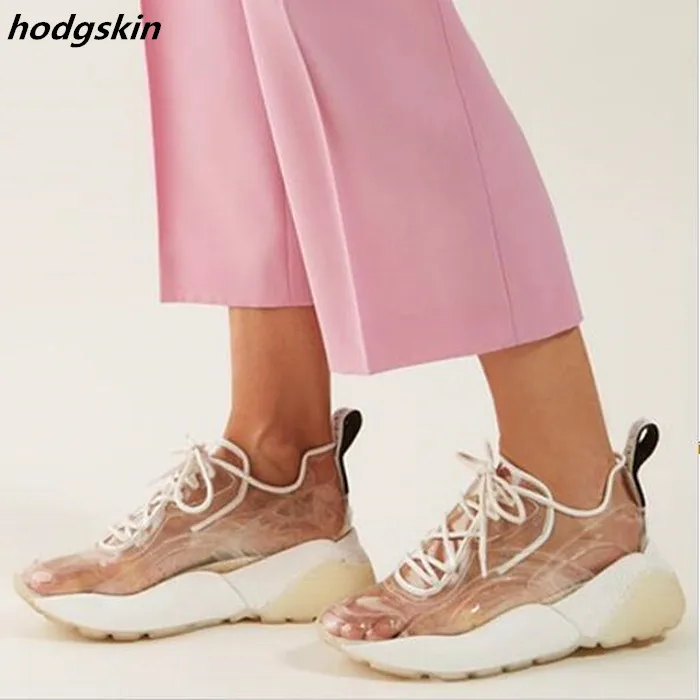 

Clear PVC Soft Thick Platforms Causal Women Shoes Lace Up Sneakers Women Zapatllias De mujer Shoes Woman
