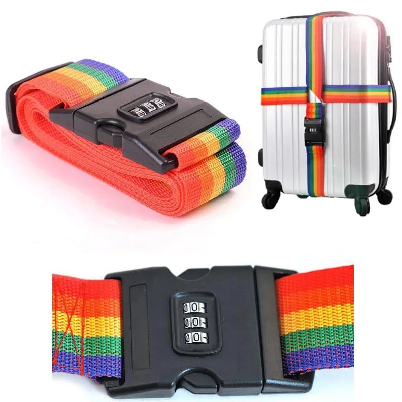 

TSA luggage lock Minorder Rainbow Travel Luggage Suitcase Straps Luggage suitcase Secure Lock Safe Belts Strap 2m baggage Belt