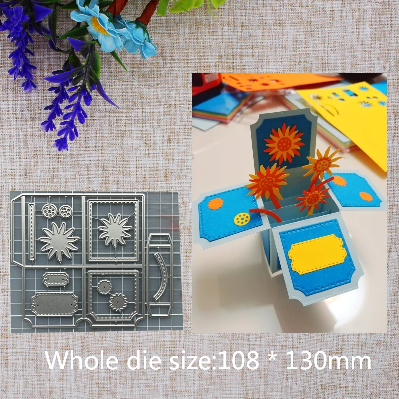 

New Creative Box Metal Cutting Dies Stamp Stencil for Scrapbooking Photo Album Embossing Knife Mould Blade Decor Craft 108x130mm