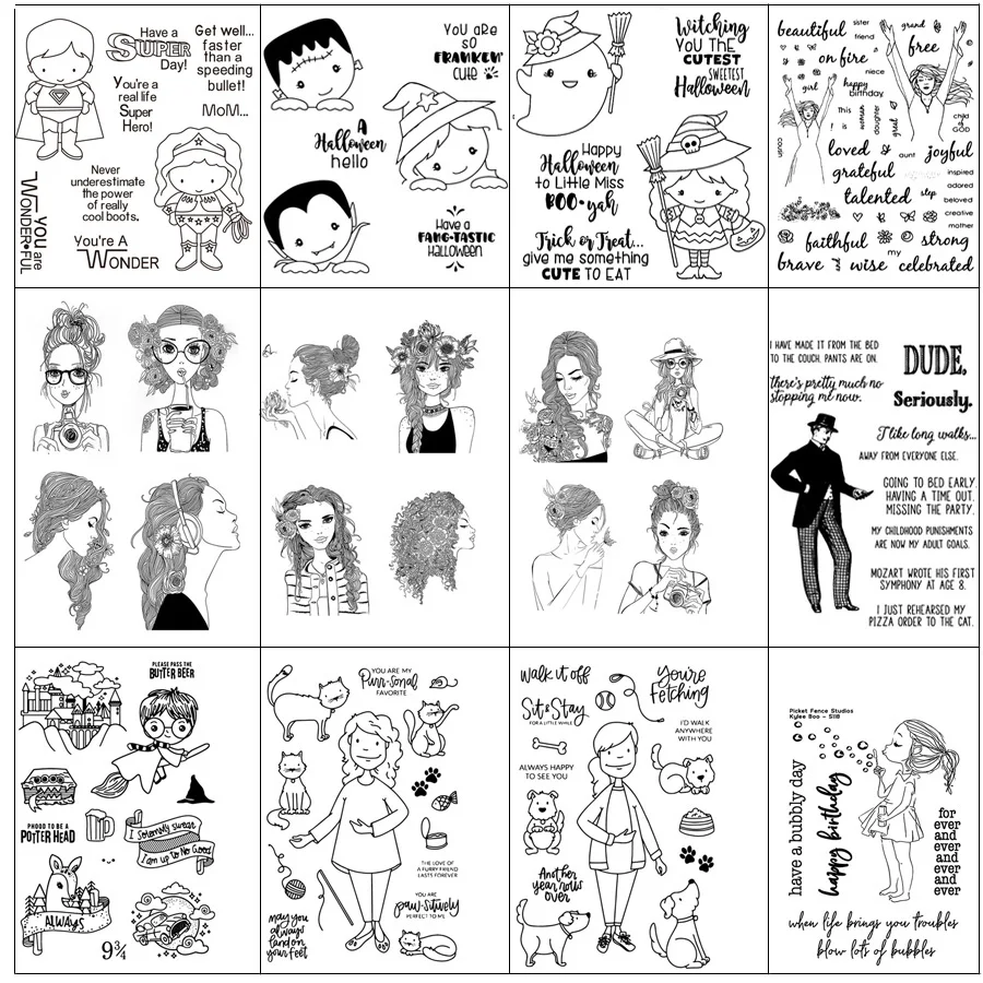 

ZhuoAng Various characters patterns Transparent and Clear Stamp DIY Scrapbooking Album Card Making DIY Decoration Making
