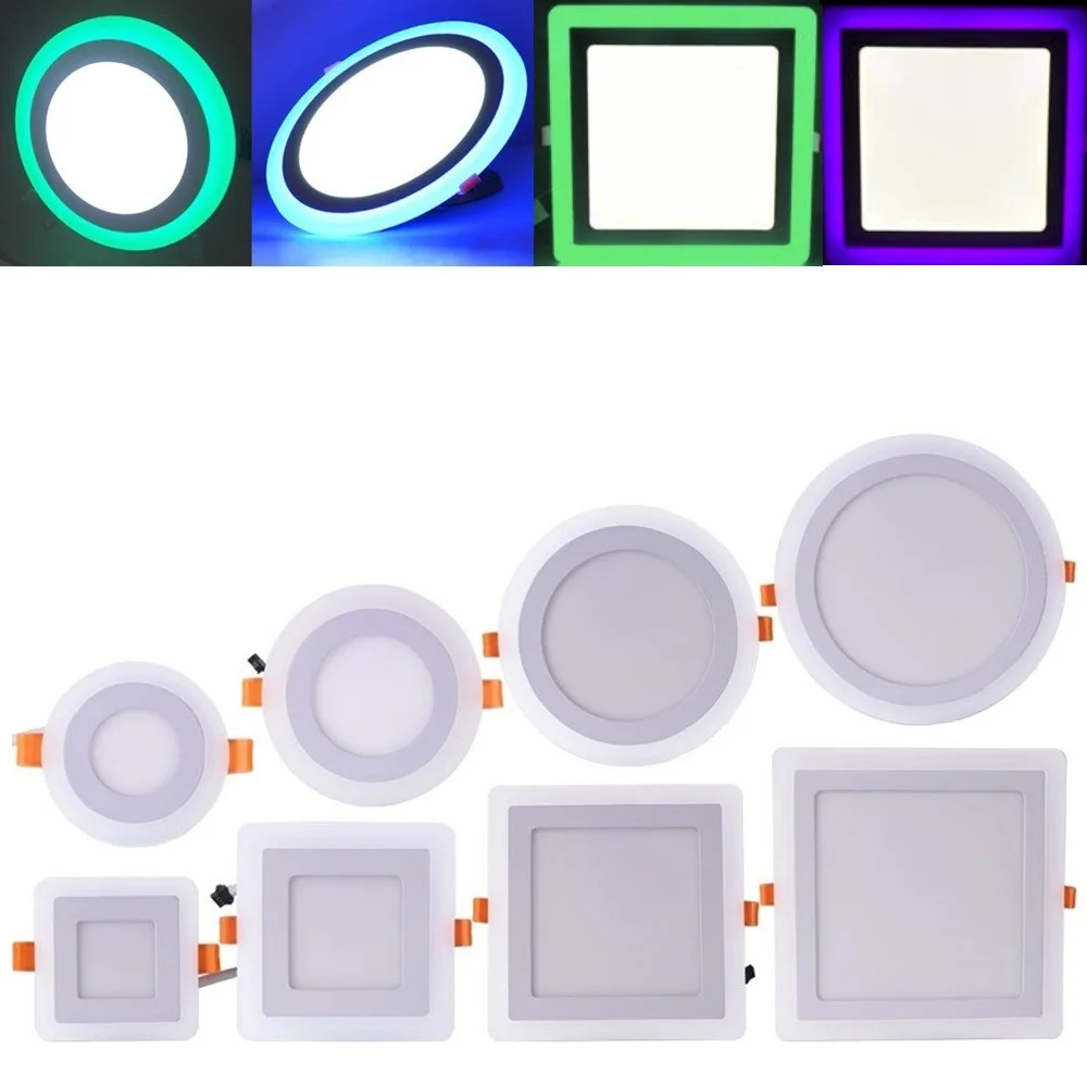 

85-265V Ultra Slim 6W 9W 16W 24W Round&Square Concealed Dual Color LED Panel Light Lamp Downlight Recessed Lights Indoor Lightin