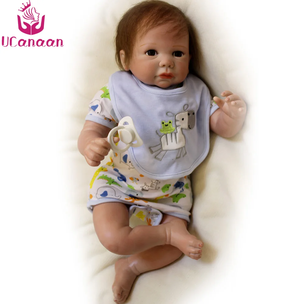 

UCanaan 50CM Baby Newborn Silicone Dolls Reborn Handmade Soft Cloth Body Toys For Children Kawaii Boy Boneca Reborn