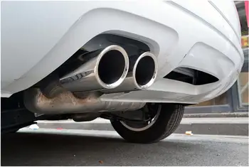 

Blue Silver Stainless Tail End Pipe Exhaust Muffler Tip Exterior Chromium Styling Trim 2pcs For Audi Q3 2012 2013 2014 2015