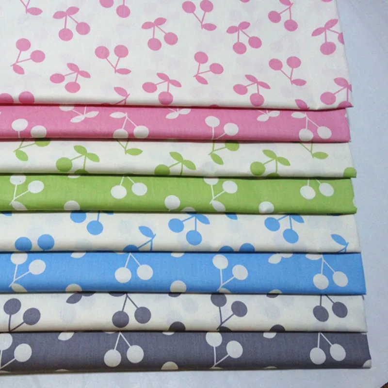 

half meter cherry printed 100% cotton twill fabric for DIY bedding cushion apparel sheet handwork home decoration crafts A521