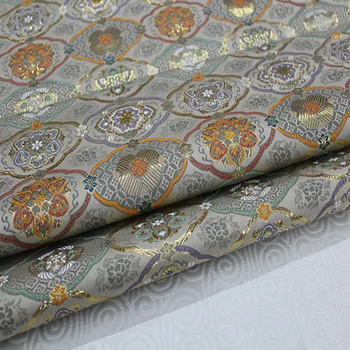 

HLQON brocade yarn dyed white fabric patchwork felt tissue telas bed sheet cheongsam dress children coat cloth 75cm width