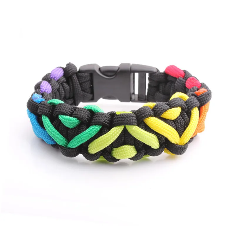 المثليين الكبرياء تحت عنوان قوس قزح القلب الأسود نسج Paracord أساور ، 550 paracord سوار