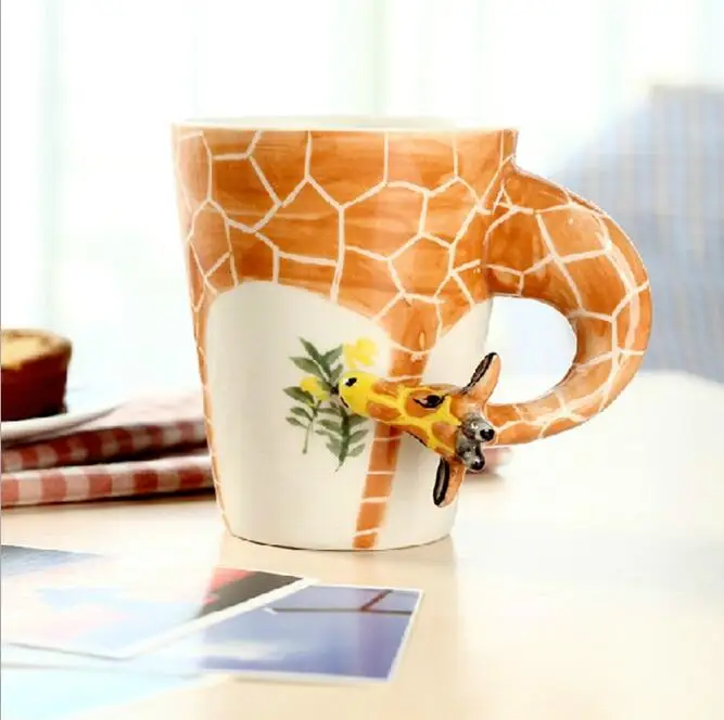 3D чистая ручная роспись Керамическая животное креативная кружка милый жираф Горилла Зебра чашка со слонами чашка 1112