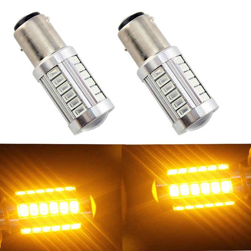 4pcs/set  Amber BA15S P21W 1156 33LED Car Tail Turn Reverse Signal Light Bulb
