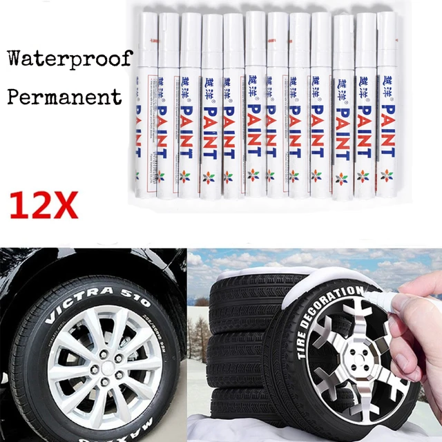 12pcs White Waterproof Permanent Car Tyre Tire Tread Marker Pen Paint