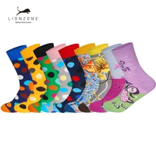 1 пара чесаных Хлопковых Носков забавные разноцветные женские носки в горошек с цветами для девочек крутые забавные вечерние носки с круглым вырезом г