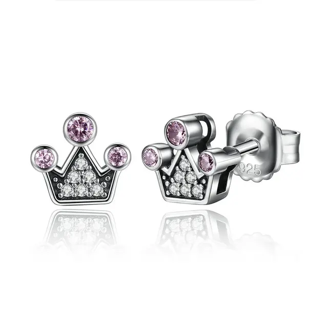 925 Sterling Silver Cute Stud Earrings For Children S Kids Baby 925 Sterling Silver Cute Stud Earrings For Children S Kids Baby Jewelry Pink Crystals Queen