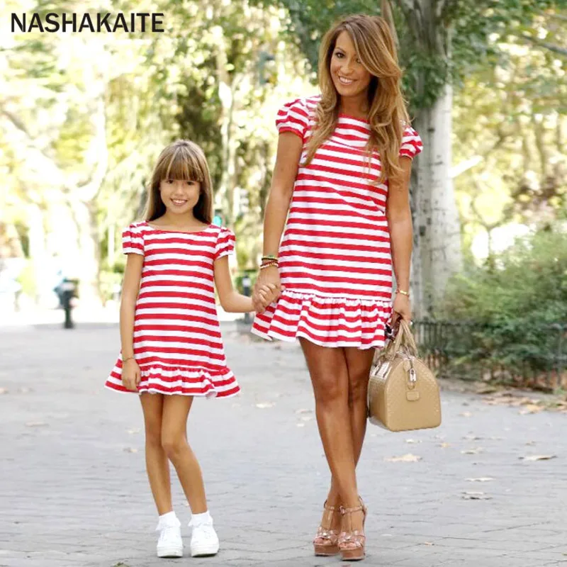 

NASHAKAITE Family Look Dress Striped Pleated Dress Big sister Little sister Dresses Mother daughter dresses Matching outfits