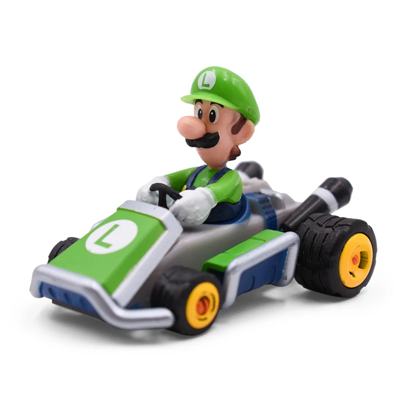8 set/lot Anime Super Mario Bros Figures Car Hot Toys Toad Luigi Yoshi Dinosaurs Donkey Kong PVC Action Dolls Collectible Model