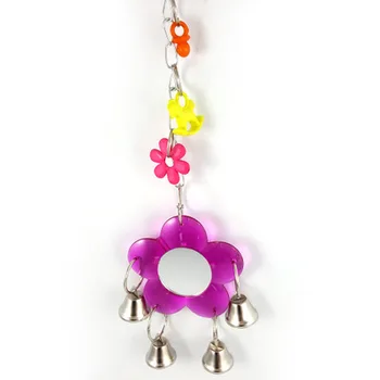 

Parrot Toys Bird Flower Mirror Budgie Parrot hanging Toy Bell Present Gift
