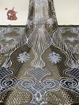 

yaking-5.1714 embroidered Mesh Tulle fabric Factory price sequins Nigerian lace fabrics