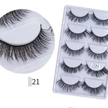 Новинка, 5 пар Толстые Накладные ресницы черные длинные 3d норковые ресницы расширение Профессиональный норки Lashes Макияж ресницы 21