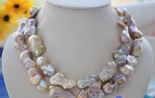 

Jewelr 004767 NAUTRAL 2Strands LAVENDER BAROQUE KESHI REBORN PEARL NECKLACE