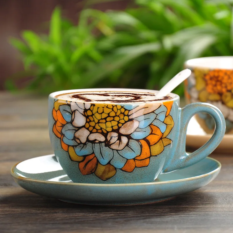Features retro Hand Painted Ceramic Cup set European style coffee cups