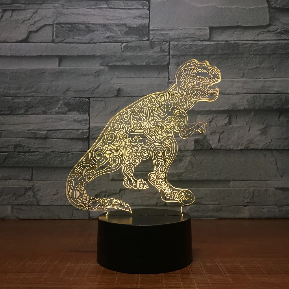 Цветочная лампа в виде динозавра 3D ночник USB power touch 7 цветов Светодиодная интерьерная подсветка настольная лампа 1231