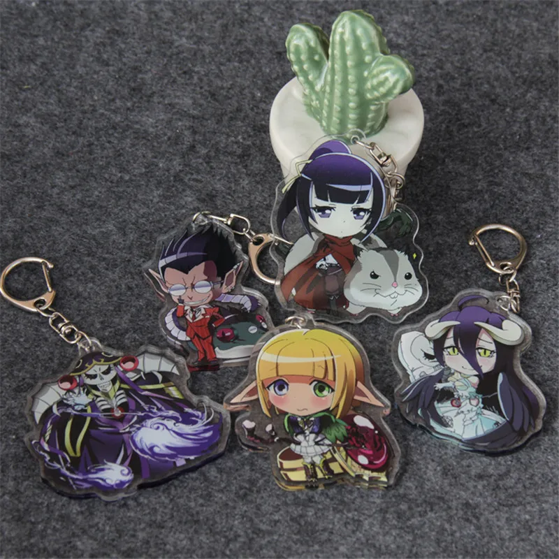 

Anime Cartoon Overlord Albedo Ainz Ooal Gown Mare narberal Demiurge Acrylic Keychain Keyring Halloween Cosplay Key Ring Pendant