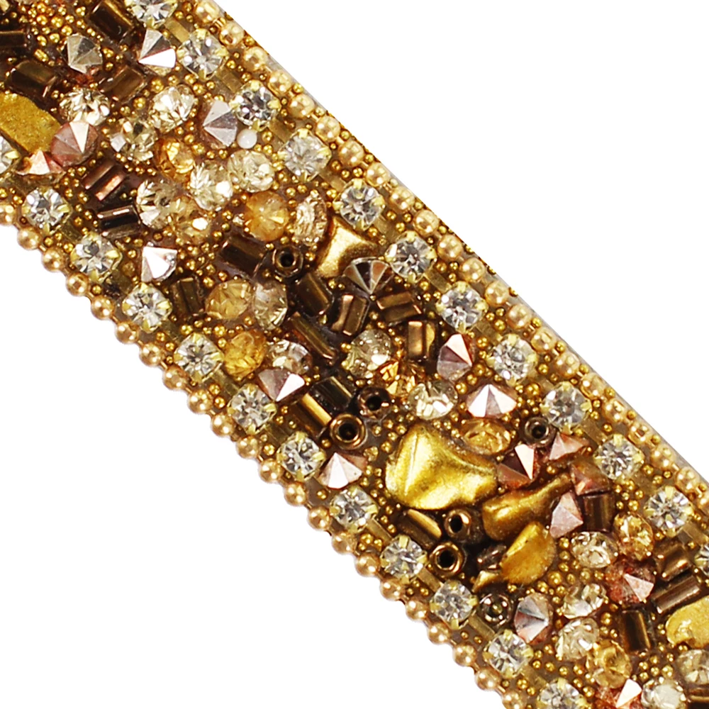 

10yards Brown Gold Hot fix Rhinestones Trim Chain Crystal Iron on Applique Trimming for Collars Sewing Accessories T2762