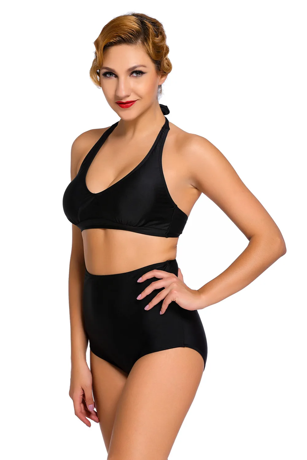 Solid-Black-Halter-Bikini-Swimsuit-LC41420-2-8