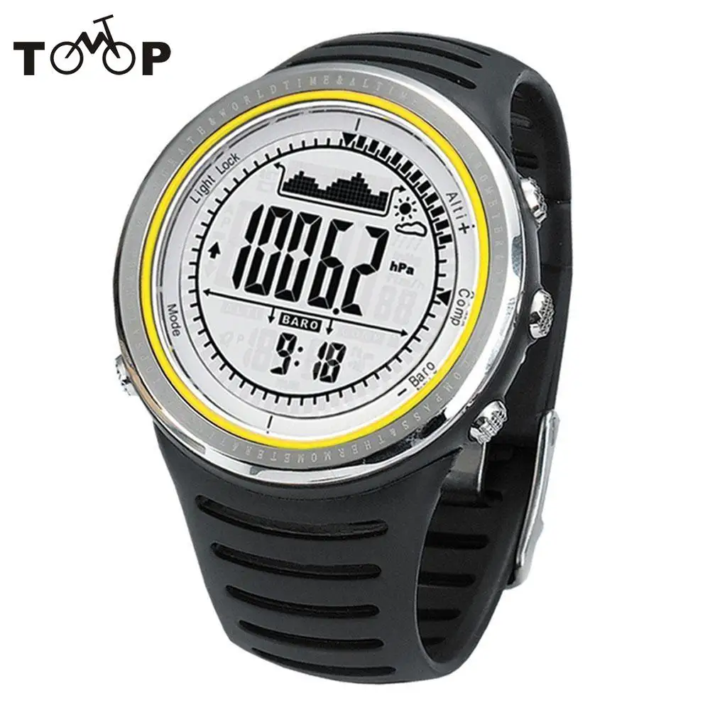 

5ATM Waterproof Altimeter Compass Stopwatch Fishing Barometer Pedometer Outdoor Sports Watch Multifunction