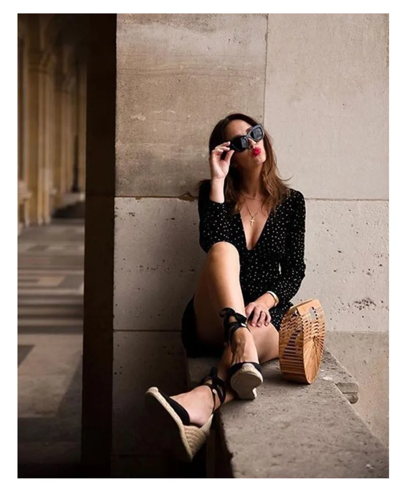 Bohemian Women Sandals Espadrilles Ankle Strap Straw Platform Wedges For Female Shoes Cow Suede Lady High Heels Sandal Big Size  (9)