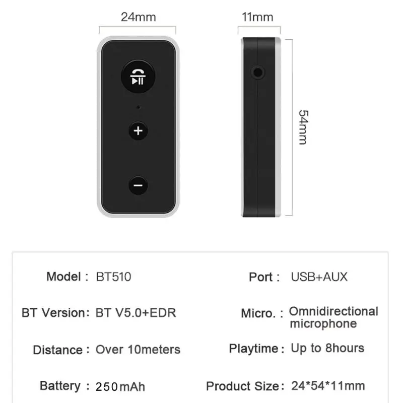 Bluetooth приемник 5,0 беспроводной Bluetooth аудио приемник 3,5 мм Автомобильный Aux Bluetooth адаптер для динамика