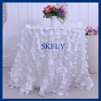 

CL018A Gorgeous fancy elegant wedding round white petal taffeta table cloth