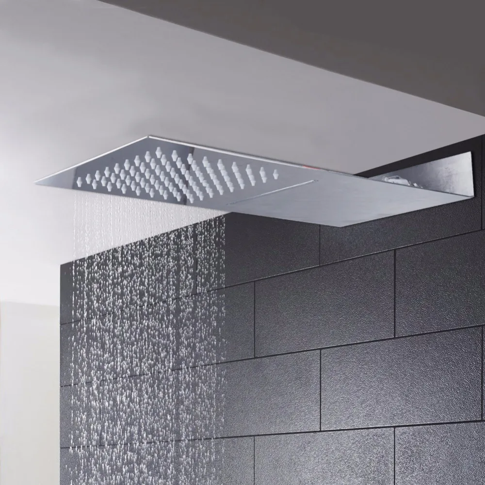 Square Stainless Steel Ultra-thin Showerheads Rainfall Shower Head Rain Shower Chrome Finish