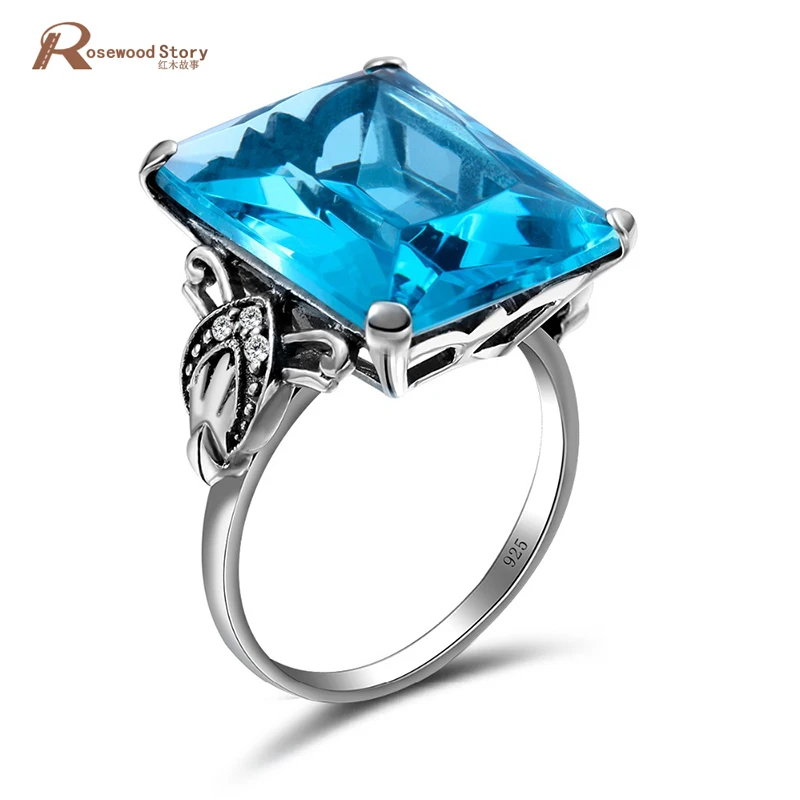 Fashion Antique Jewelry Big Stone Rings 100 925 Sterling Silver