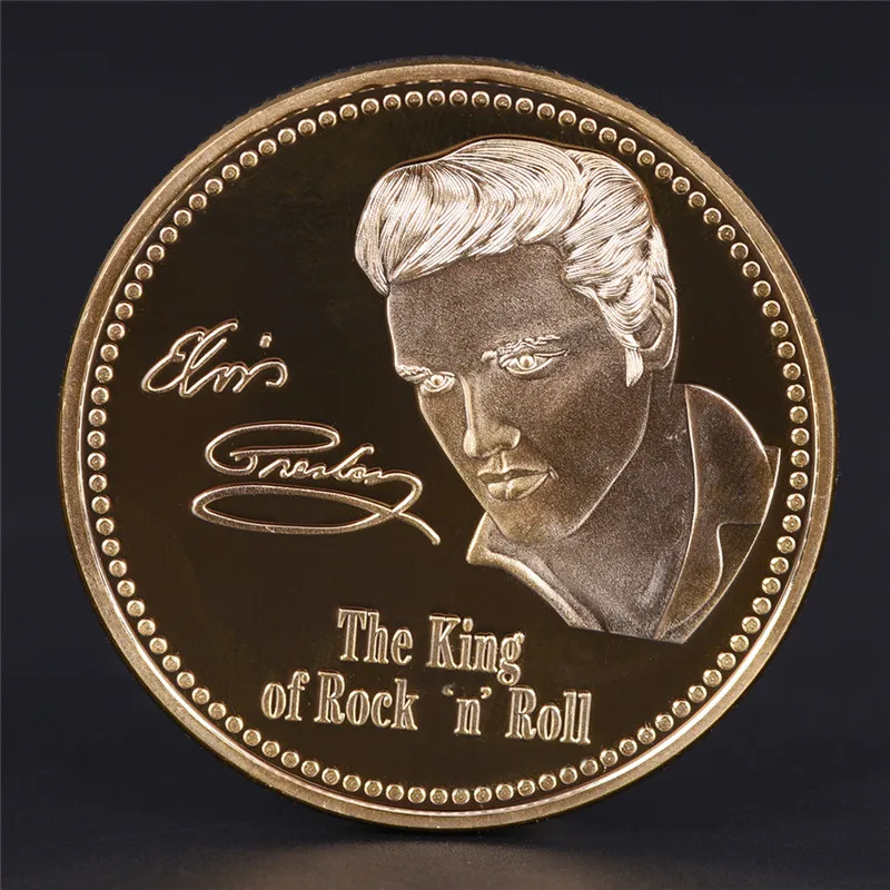 Памятная монета Elvis Presley 1 шт. 1935 2007 Золотая памятная в подарок королю Н рока Прямая